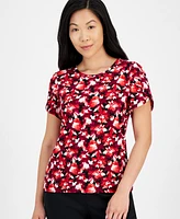 Ak Anne Klein Petite Printed Tulip-Sleeve Top