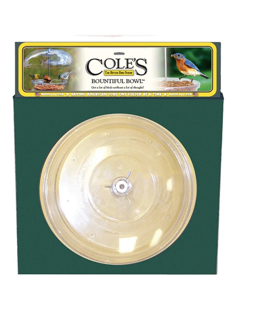 Cole's Bountiful Bowl Polycarbonate Wild Bird Bowl Feeder, Clear, 12in