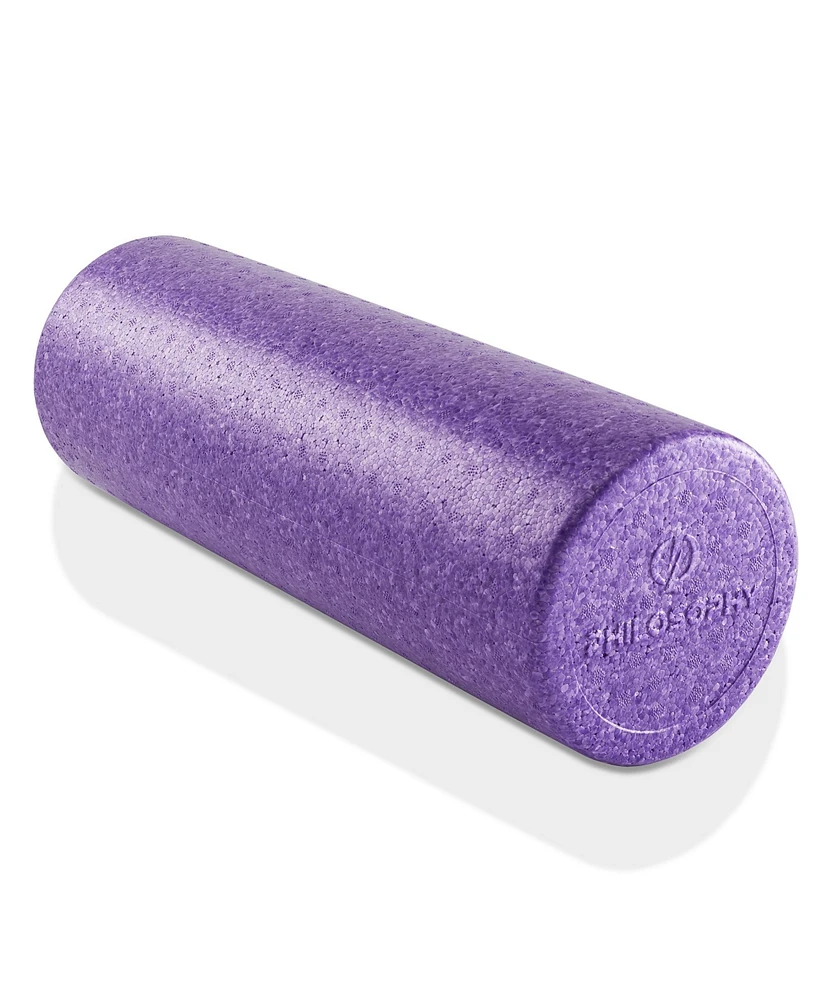 Philosophy Gym 18" High-Density Foam Roller for Exercise, Massage, Muscle Recovery - Round, Purple