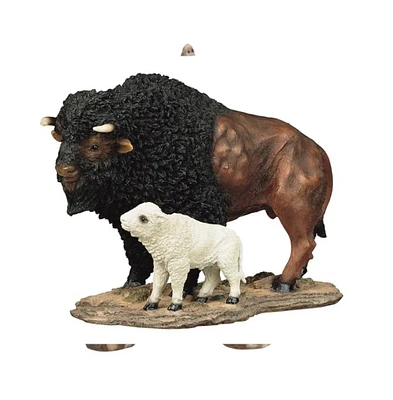 Fc Design 7"H Wild Animal Collection Standing Buffalo with Baby Figurine Home Decor Perfect Gift for House Warming, Holidays and Birthdays - Multi