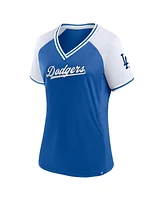 Fanatics Women's Royal Los Angeles Dodgers Glitz Glam League Diva Raglan V-Neck T-Shirt