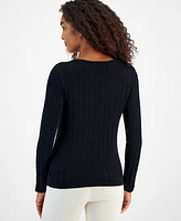 Nautica Jeans Women's Cable Knit Cotton Boat Neck Sweater