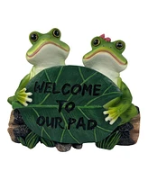 Fc Design 7"WFrog Couple with Welcome to Our Pad Leaf Figurine Decoration Home Decor Perfect Gift for House Warming, Holidays and Birthdays