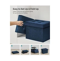 Slickblue Small Storage Ottoman, Foldable Velvet Box, Chest, Foot Rest, for Living Room, Bedroom