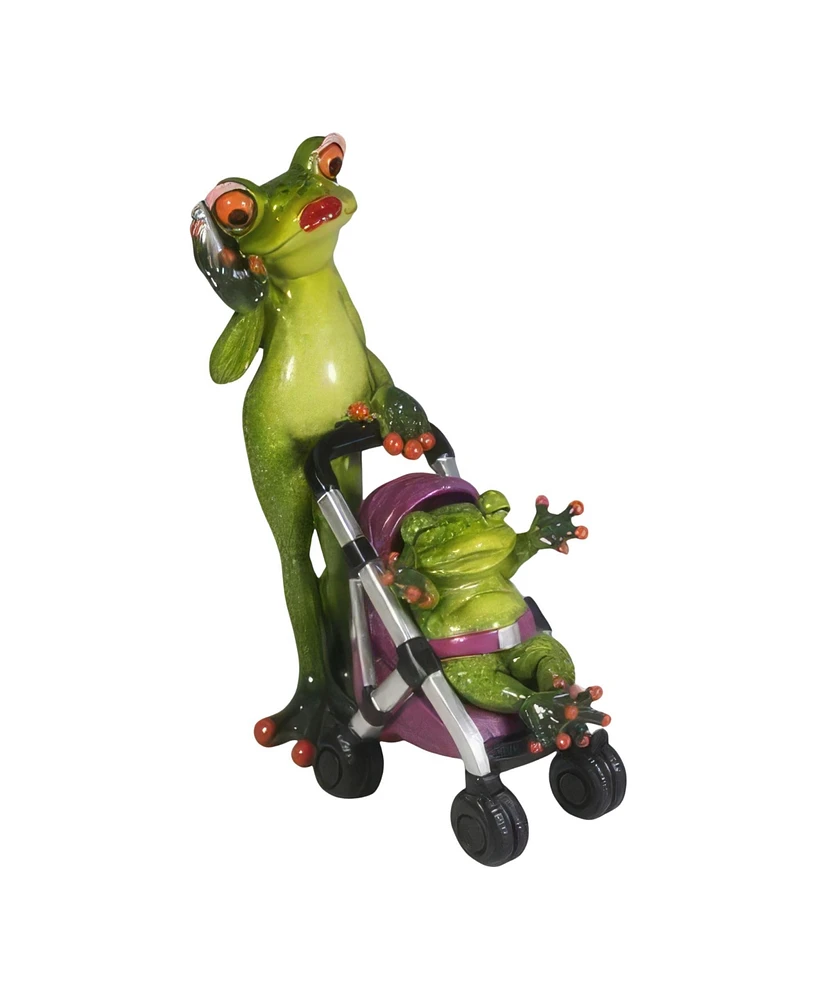 Fc Design 6.75"H Frog Mom with Baby in Stroller Figurine Decoration Home Decor Perfect Gift for House Warming, Holidays and Birthdays