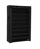 Slickblue 10 Tiers Shoe Rack with Dustproof Cover Closet Storage Cabinet Organizer