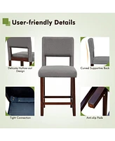 Sugift 2 Piece Bar Chair Set with Hollowed Back and Rubber Wood Legs
