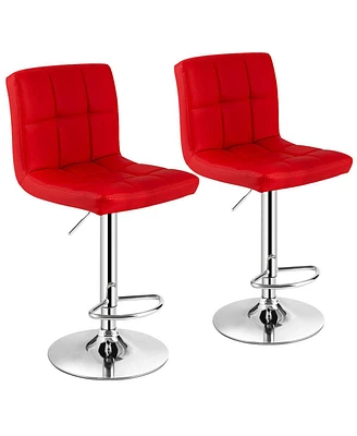 Sugift Set of 2 Square Swivel Adjustable Bar Stools with Back and Footrest