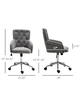 Homcom Home Office Desk Chair with Nailhead Trim & Button Tufted Back Design