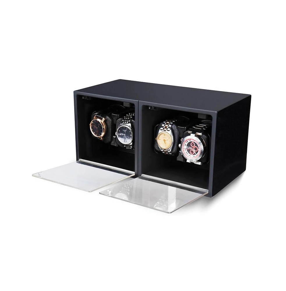 Diamond2Deal Rotations High Gloss Black Finish Acrylic Wood Composite Watch Winder