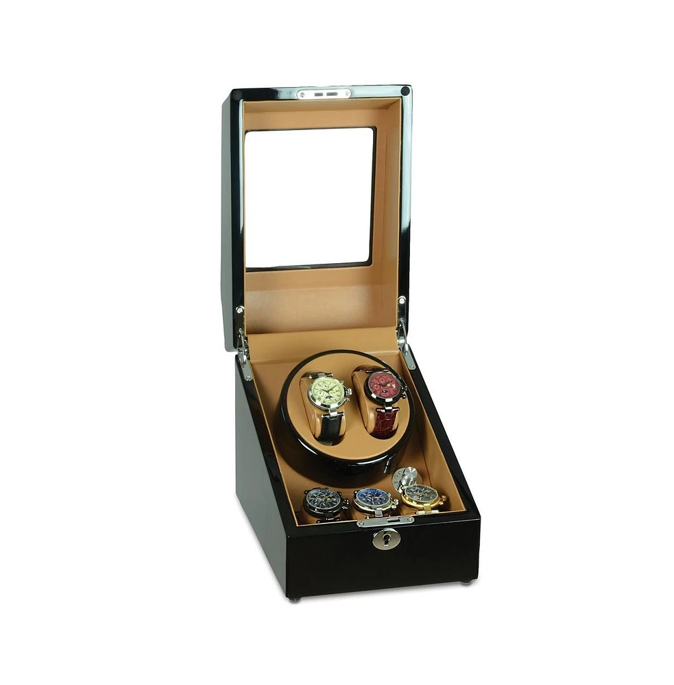 Diamond2Deal Steinhausen High Gloss Onyx Finish Lined Locking Watch Winder