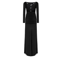 Nocturne Women's Open Back Long Sleeve Maxi Dress