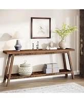 Tribesigns Farmhouse Console Entryway Table: 70.9 Inches Extra Long Console Table for Entryway, 2-Tier Narrow Wood Foyer Sofa Couch Table for Hallway,