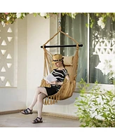 Sugift Hanging Rope Swing Chair with Soft Pillow and Cushions