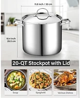 Cooks Standard 20-Quart 18/10 Stainless Steel Classic Deep Cooking Pot Canning Stockpot with Stainless Steel Lid, Silver