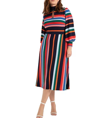 Eloquii Plus A-Line Dress With Puff Sleeves