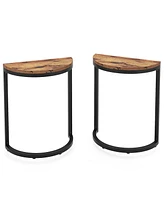 Tribesigns End Table Semi Circle Set of 2, Small Half Round Side Tables Living Room with Metal, Wood Accent Table Slim C Table for Sofa Couch, Easy As