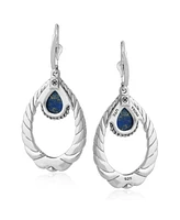 American West Jewelry Sterling Silver and Genuine Gemstone Pear Shape Lever Back Earrings