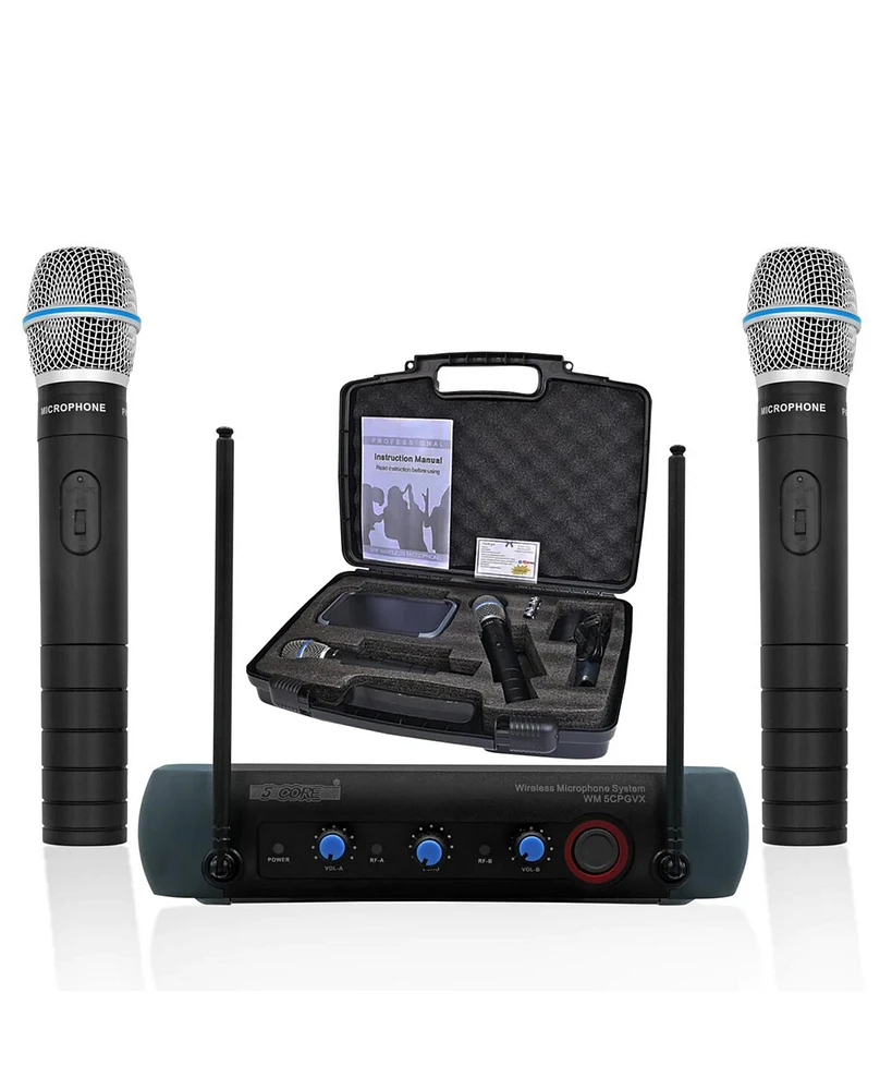 5 Core Professional Wireless Microphone Vhf Fixed Frequency Microfono Inalambrico 200FT Range 2 Handheld Mics