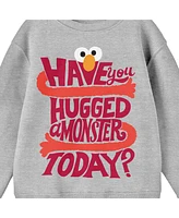 Sesame Street Boys Bioworld Have You Hugged a Monster Today? Youth Heather Gray Crew Neck Sweatshirt