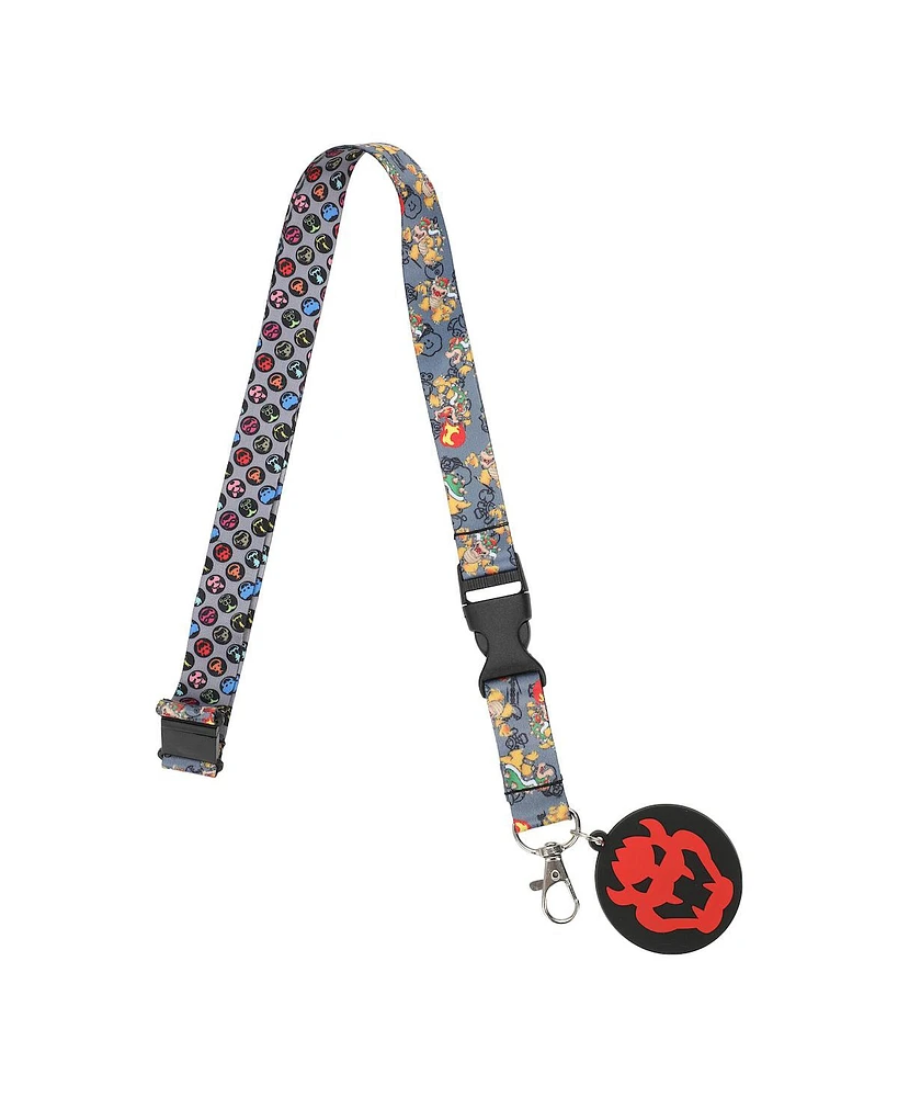 Super Mario Brothers Bowser Lanyard With Metal Charm And Id Sleeve