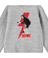 Ac/Dc Boys Acdc Monochrome Angus Young Red Lightning Youth Athletic Heather Gray Crew Neck Tee