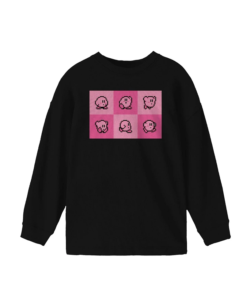 Kirby Boys Character Panels Black Long Sleeve Shirt