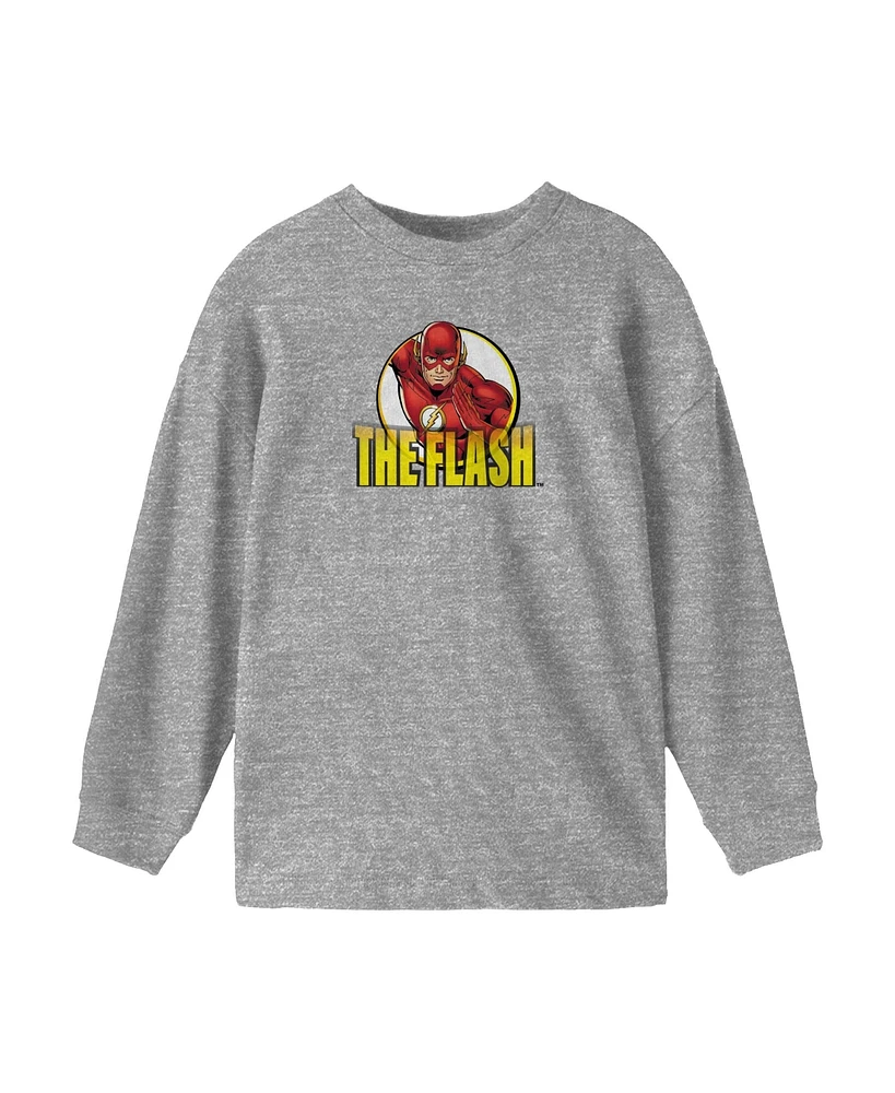 The Flash Boys Dc Comics Youth Athletic Heather Gray Long Sleeve Shirt