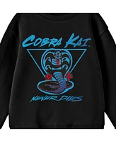 Cobra Kai Boys Never Dies Crew Neck Long Sleeve Black Youth Tee