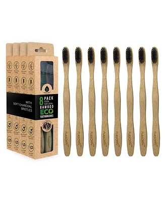 Pursonic 100% Natural Eco Bamboo Toothbrushes with Charcoal Soft Bristles (8 pk.)