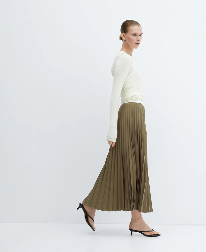Mango Women's Pleated Long Skirt