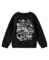 Sonic The Hedgehog Boys Bioworld "Let's Roll" Monochrome Street Art Youth Black Crew Neck Sweatshirt