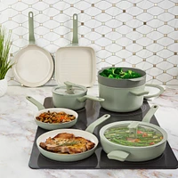 BergHOFF Balance Nonstick Ceramic Saute Pan (Long Handle) 10.25", 3.1qt. With Glass Lid, Recycled Aluminum