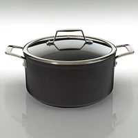 BergHOFF Essentials Non-stick Hard Anodized 10" Stockpot 5.3qt. With Glass Lid, Black