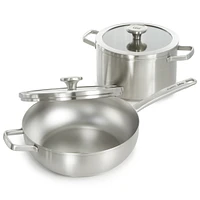 BergHOFF Graphite 4Pc Cookware Set With Glass Lids, Recycled 18/10 Stainless Steel