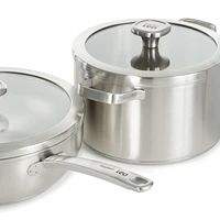 BergHOFF Graphite 4Pc Cookware Set With Glass Lids, Recycled 18/10 Stainless Steel