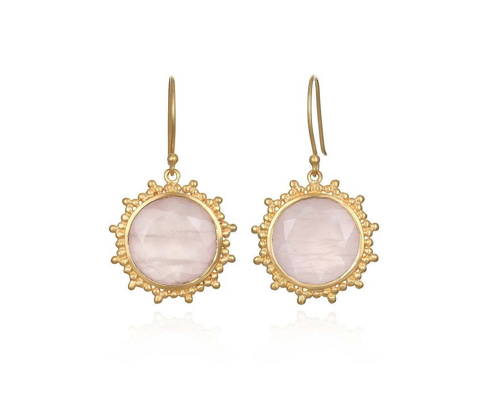 Satya Jewelry Gold Rose quartz Earrings