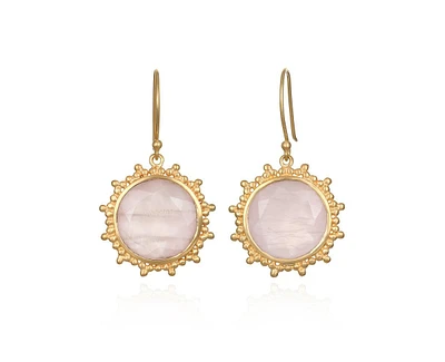 Satya Jewelry Gold Rose quartz Earrings