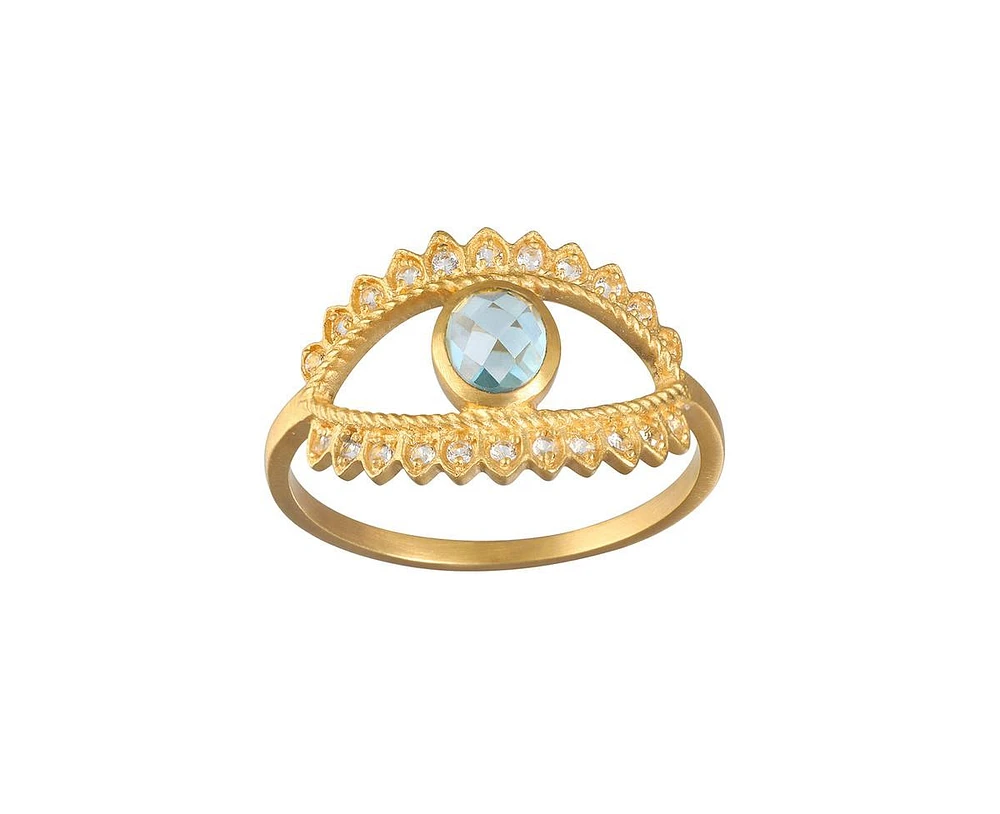 Satya Jewelry Keeper of Positivity Eye Blue Topaz Ring