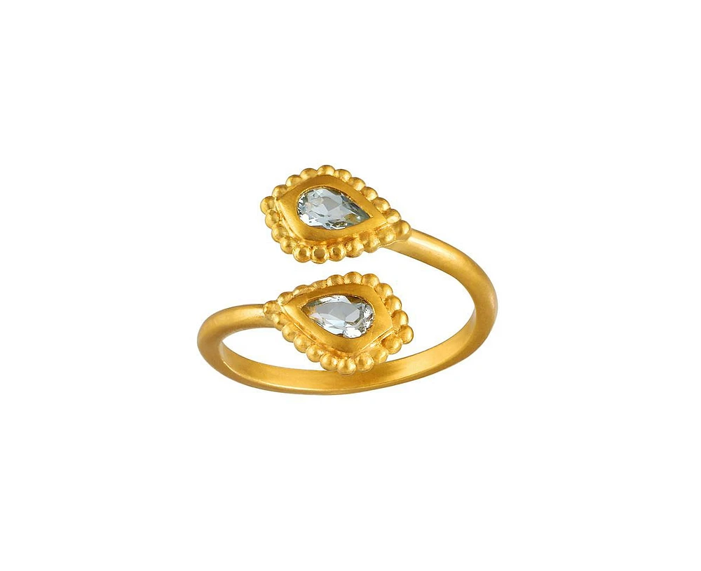 Satya Jewelry Commune with Love Blue Topaz Adjustable Ring