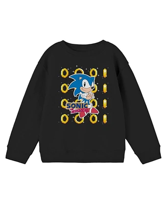 Sonic The Hedgehog Boys Golden Rings Black Long Sleeve Shirt