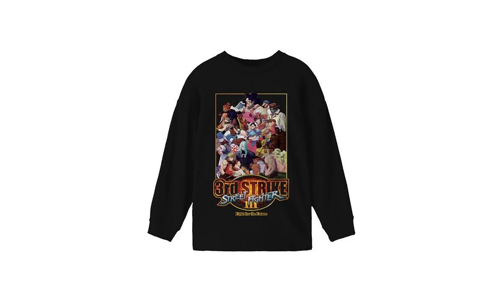 Street Fighter Boys Classic 3rd Strike Youth Black Long Sleeve Shirt