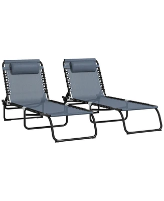Outsunny 2 Chaise Lounge Pool Chairs, Folding, Reclining