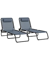 Outsunny 2 Chaise Lounge Pool Chairs, Folding, Reclining