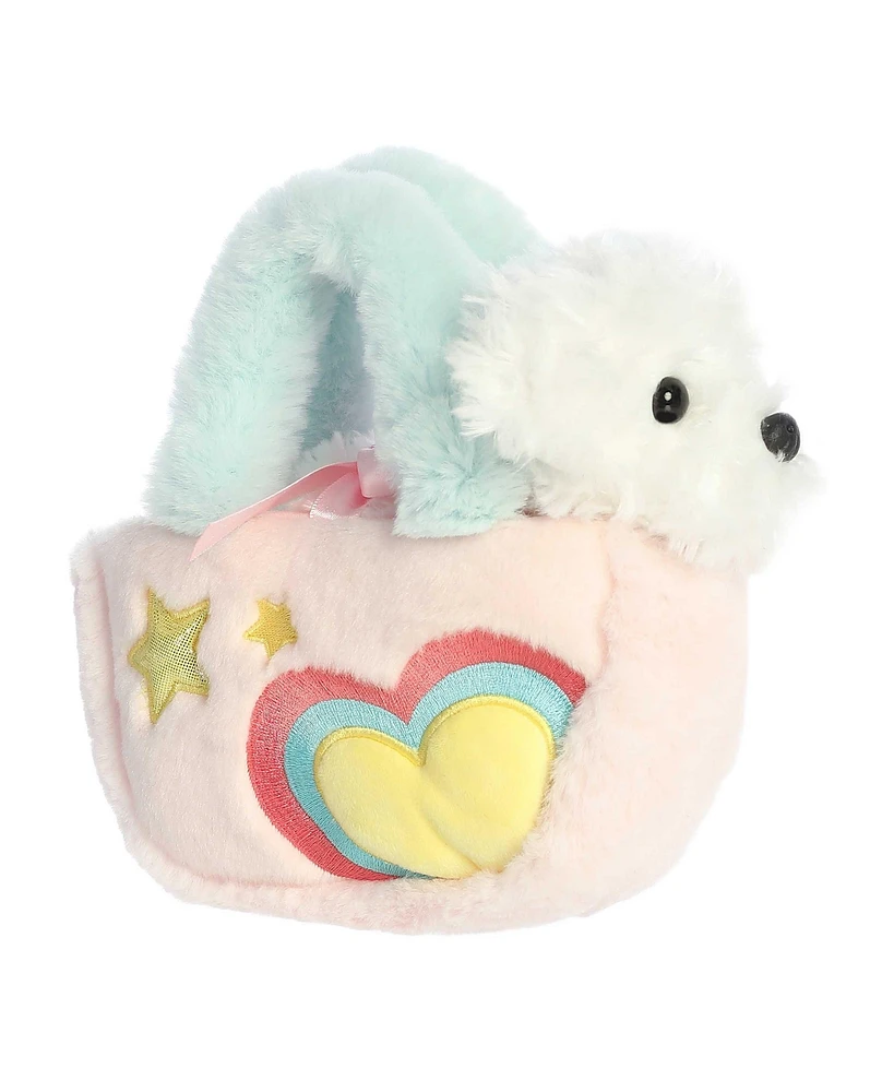 Aurora Small Pastel Heart Puppy Fancy Pals Fashionable Plush Toy White 7.5"