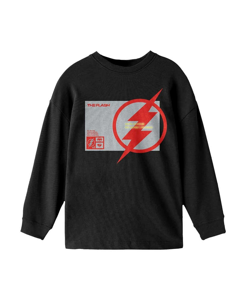 Dc Comics Boys Flash Saving The Future And Past Youth Black Long Sleeve Shirt