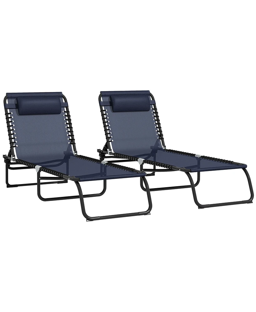 Outsunny 2 Chaise Lounge Pool Chairs, Folding, Reclining