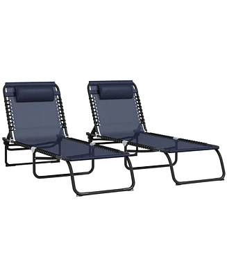 Outsunny 2 Chaise Lounge Pool Chairs, Folding, Reclining
