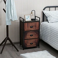 Sugift Industrial 3-Layers Fabric Dresser with Fabric Drawers and Steel Frame