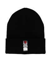 Demon Slayer Men's Tanjiro Earring Embroidered Plain Black Cuffed Knitted Winter beanie Hat